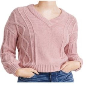 Madewell Augustus Cable Knit V-Neck Sweater
